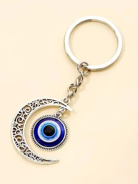Evil Eye Moon Keychain